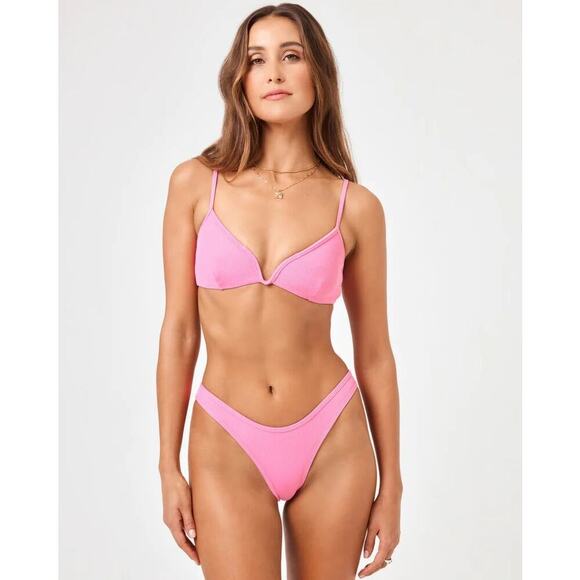 L*Space Helena Underwire Bikini Top Guava Pink Size Medium NEW With Tags! - Picture 1 of 7